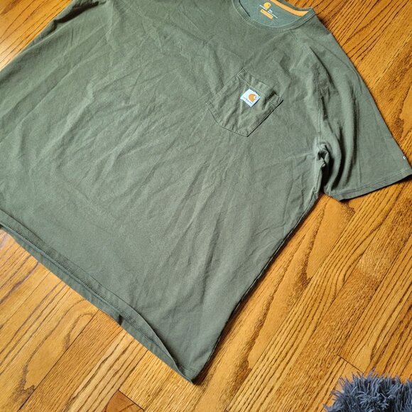 Carhartt Men's Green Loose Fit/Relaxed Fit Short Sleeve Pocket T-Shirt - Workwea - Picture 2 of 7